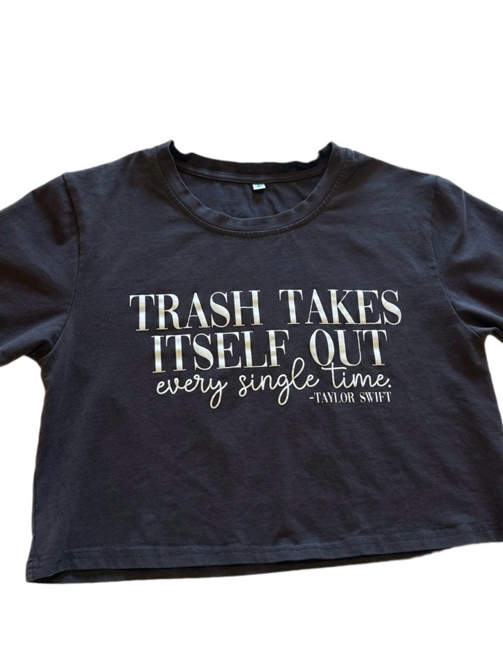 Women’s Black Graphic Crop Tee - 'Trash Takes Itself Out' Taylor Swift